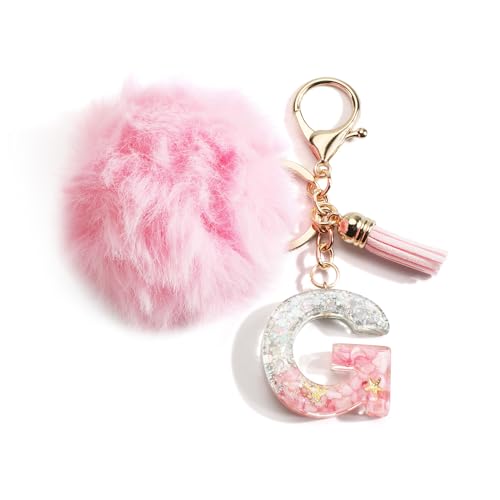 Porte-Clés Femme Avec Initiale, Charms Sac, Pendentif Lettre, Pompon Et Pompon, Porte Clé Personnalisé Bijou De Sac, Cadeau Collège Femme, Bijou De Sac à...
