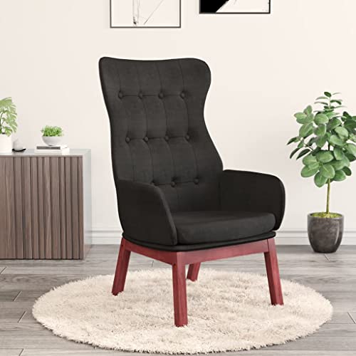Sillón de Relax de Tela Negro Sillón Relax con Reposapiés y Estructura Robusta para Máximo Confort