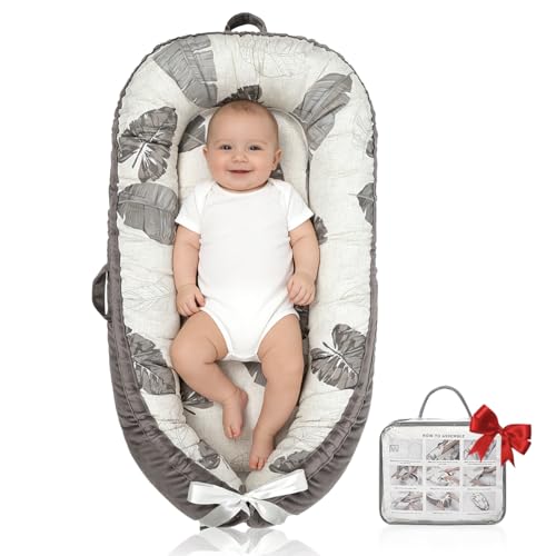 Image of Baby Lounger | Organic Cotton Infant Lounger | Reversible, Adjustable & Portable Floor Lounger | Soft, Breathable, Washable Cover