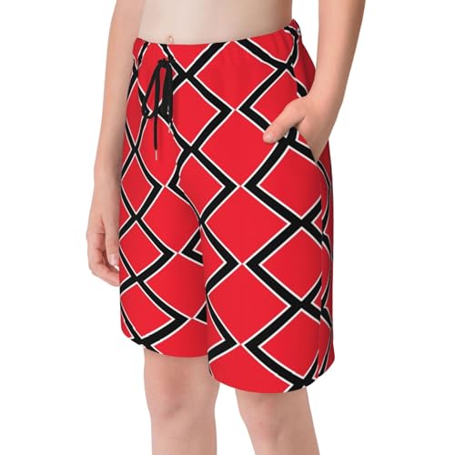 Flag of Trinidad and Tobago Youth Beach Pants, Soft and Breathable, with Drawstring Waist, Suitable for Sports and Leisure.4