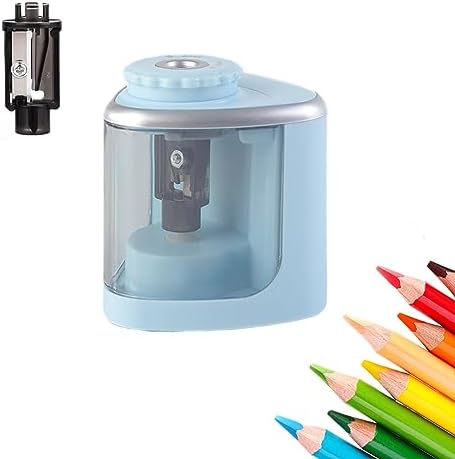 Sacapuntas Eléctrico Con Recipiente - Doble Orificio (6-12 Mm), Funciona Con Pilas O USB, Incluye 4 Cuchillas De Repuesto