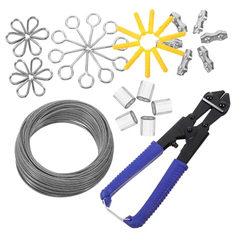 MUCKLILY 1 Set Stainless Steel Rope Wires Kits Bracelet Making Kit Electric Wire Chicken Wire Fencing Strong Ropes for Hanging Wire Cable Wire Rope Garden Wire Steel Cable Kit Silver