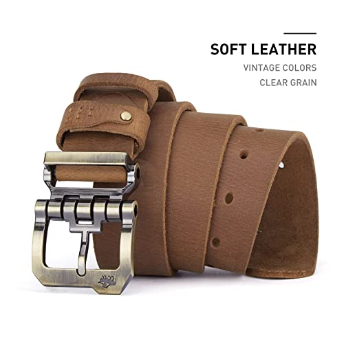 Bison Denim Men's Belts Leather Dress Genuine Leather Classic Heavy Duty Buckle Belt Casual For Jeans #TOP1