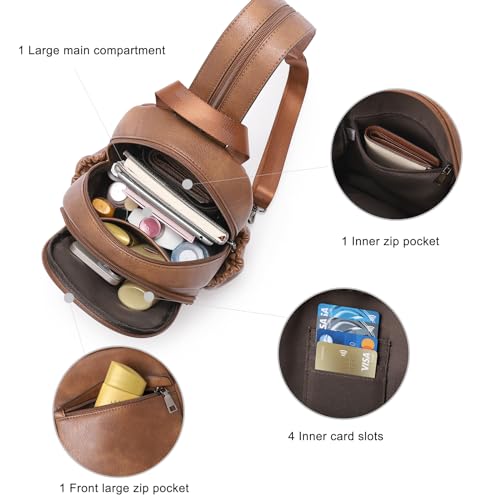 Image of CLUCI Sling Bag for Women Leather Women's Backpack Small Convertible Backpack Purse Crossbody Bag for Travel