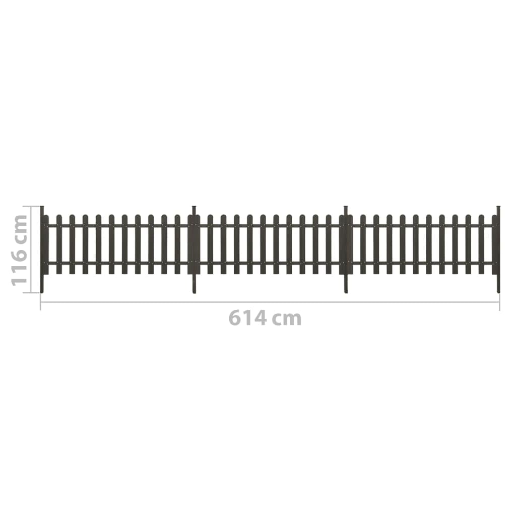 vidaXL Valla de Jardín con Postes 3 Piezas Panel Patio Terraza Exterior Alambrada Cerca Alambre Barrera Privacidad Partición Duradera WPC 614x80 cm