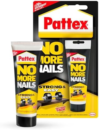 Pattex No more nails strong and simple, heavy duty mounting glue, strong glue for wood, ceramics, metal and more, white instant grab glue, 50g tube, pack of 1