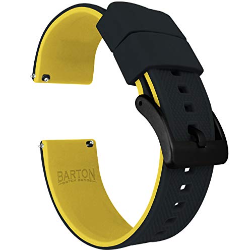 Image of 18mm Black /Yellow - BARTON Elite Silicone Watch Bands - Black Buckle Quick Release
