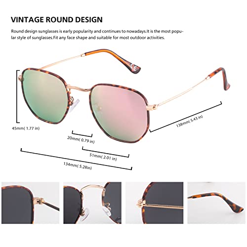 Image of Hipster Hexagonal Polarized Sunglasses Men Women Geometric Square Small Vintage Metal Frame Retro Shade Glasses