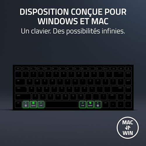 Razer Joro Portable Keyboard - Clavier sans Fil Rétroéclairé Compact - Bluetooth - WiFi - Low Profile - USB-C - Compatible Apple macOS & iOS - PC Windows - Clavier Francais AZERTY | Noir