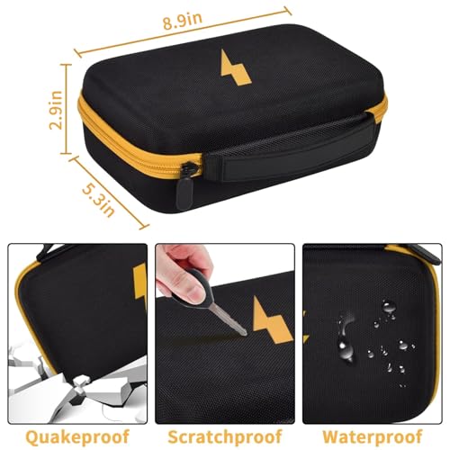 Image of Comecase Hard Case for Fluke 87V /88V /15B+ /17B+ and More Digital Multimeter | Hard Shell, Mesh Pocket & Elastic Strap, Stores Meter and Leads for Jobsite and Workshop, Black with Yellow Pocket, Case Only