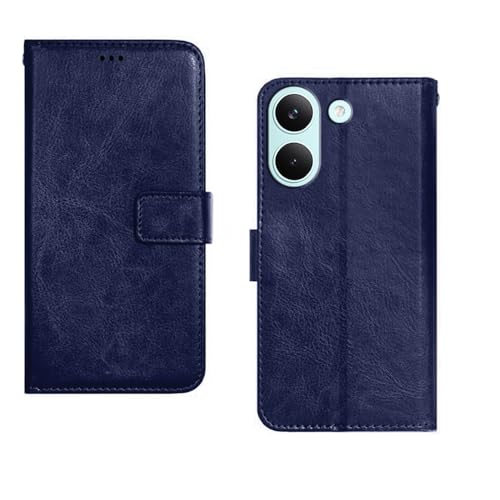 Image of amazon basics Poco X8 Pro 5G Flip Cover | Card Pockets Wallet & Stand | Flip Cover for Poco X8 Pro 5G (Blue)