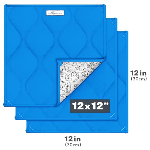 Paw Inspired Guinea Pig Cage Liner Pads | Washable Fleece Bedding, Waterproof Bottom | Super Absorbent Pee Pad or Pet Bed Mat for Guinea Pigs, Ferrets, Rabbits, Hamsters, Small Animals (12"x12", Blue) - Image 2