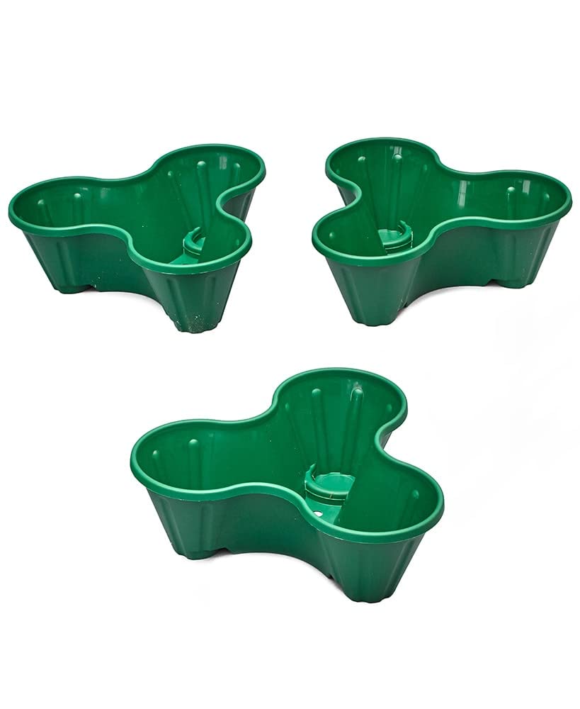 MSR Imports Tri-Fold Stackable Plastic Planters - Green - Set of 3