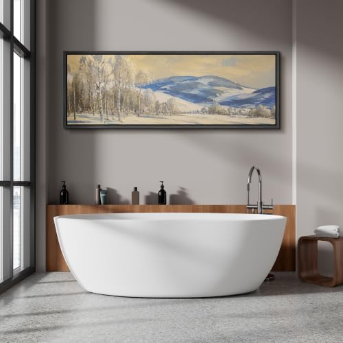 Image of MUDECOR Large Framed Canvas Print Wall Art Snow Birch Mt for Living Room