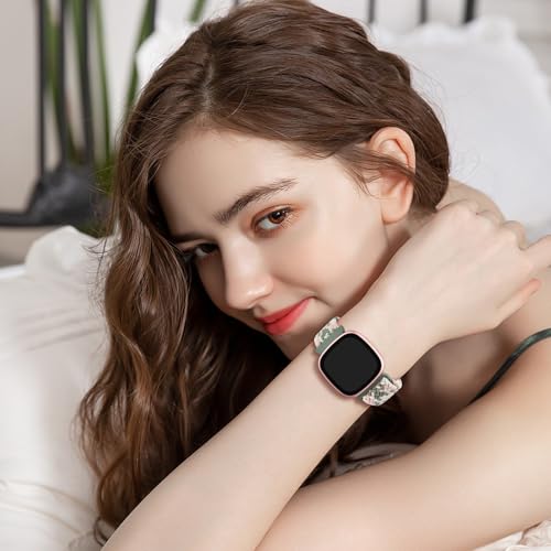 Yisica 3 Pack Elastic Solo Loop for Fitbi t Versa 4 Straps/Versa 3, Fitbi t Sense 2 /Sense Women/Men, Adjustable Stretchy Braided Sport Replacement Straps (Pink Sand+Starlight+Pink Starlight Green) - Image 6