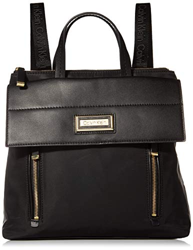 Calvin Klein Belfast Nylon Flap Backpack, BLACK/GOLD