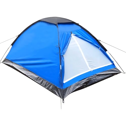 1-Person Camping Tent with Sunshade Sail, Lightweight Portable Design, Includes Fiberglass Poles, Windproof Nails and Ro - Detailed View