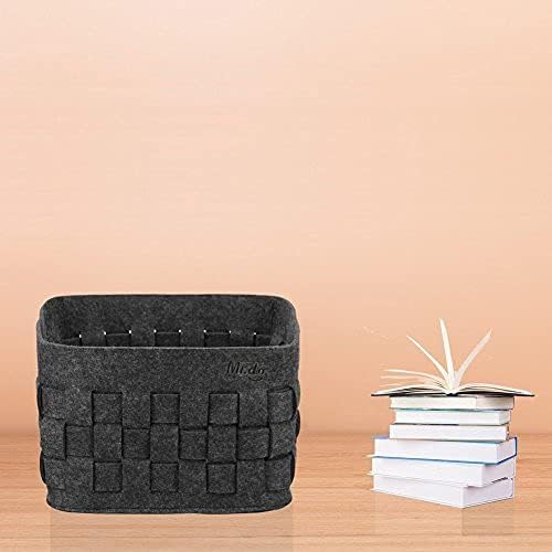 Mr.do Felt Basket Storage Basket in Dark Grey for Shelf Books Magazines Kids Toys or Firewood Organiser with Breathable Hand-weave Design