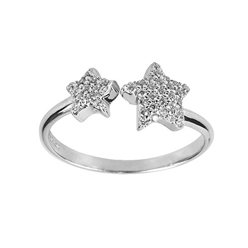 Image of MARC 925 Sterling Silver Micropave 1 /5 ct Cubic Zirconina 2-Star Ring