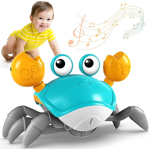 Image of Crawling Crab Toy, Infant Tummy Time Baby Toys, Fun Interactive Dancing Walking Moving Toy Babies Sensory Induction Crabs with Music, Baby Toys 0-6 to 12-18 Months Boys Girls Toddler Birthday Gifts