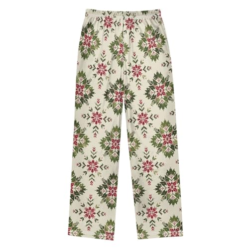 Christmas Pajama Pants Tile Pattern Red Green Long Sleep Pants Lounge Bottoms2