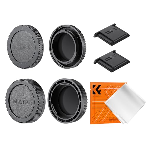 K&F Concept M4/3 Mount Rear Lens Cap & Body Cap Cover Kit, Micro Four Thirds MFT M4/3 M43 Cap for Olympus E-M1X E-M1 II E-M5 III E-M10 IV E-PL9 E-PL8 E-P7, for Panasonic GH5 GH5 II G9 G95 G9L G85 GX9