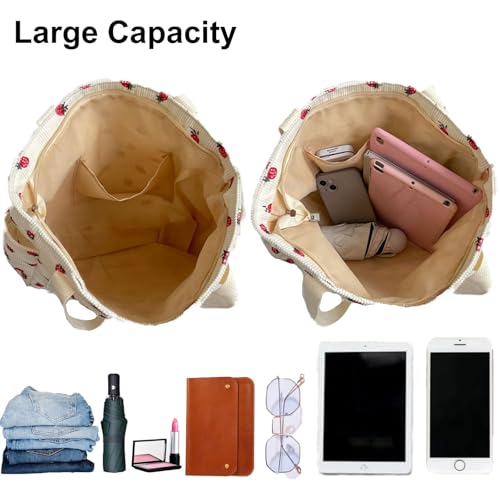 Bolso tote de pana para mujer con cremallera miniatura 5