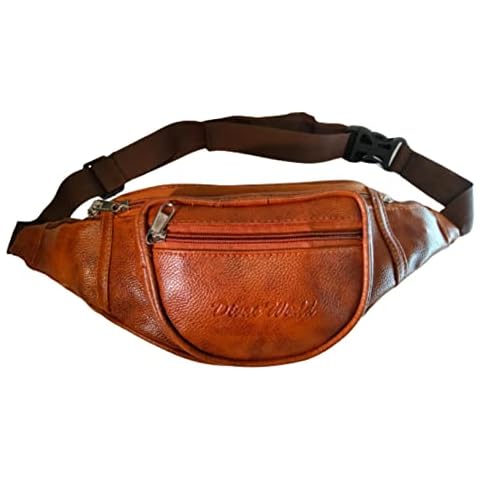 Large Bumbag Brown Fannypack Faux Leather Hiking Gym Waist Bag Waist Packs Travel Pouch Unique Design by Divas World Cover