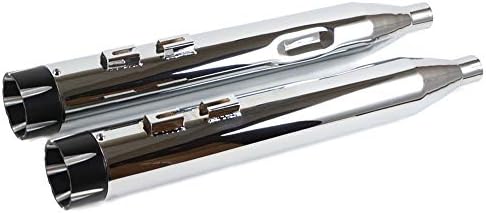 SHARKROAD 4.0" Chrome Slip Ons Muffler Exhaust For Harley Davidson 1995-2016 Touring,Fit Street Glide, Road Glide, Road King, Electra Glide, Ultra Limited, 25CB