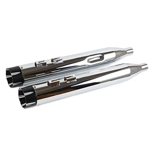 SHARKROAD 4.0" Chrome Slip Ons Muffler Exhaust For Harley Davidson 1995-2016 Touring,Fit Street Glide, Road Glide, Road King, Electra Glide, Ultra Limited, 25CB
