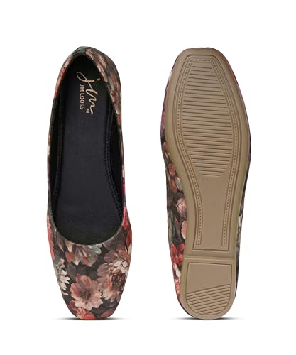 Image of JM LOOKS Elegant Women Floral Print Pointed Toe Ballerina Flats Comfort Walking Slip On Shoes