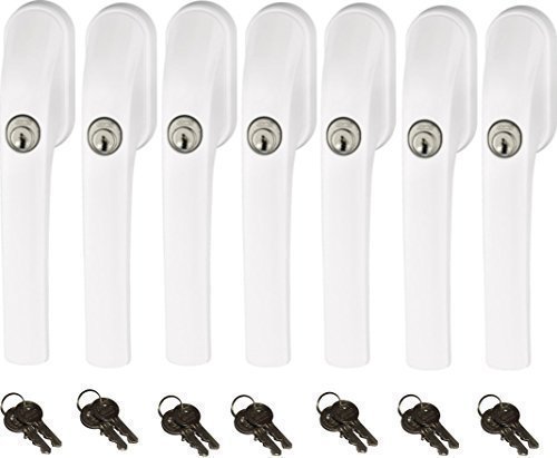 Abus FG300 abschließbarer Fenstergriff, weiß, im Set 7 Stück alle gleichschließend AL0125 mit insgesamt 14 Schlüssel
