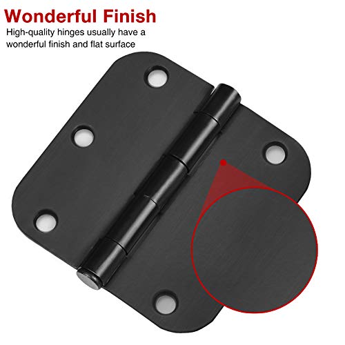 Door Hinge 3 1/2" 18 Pack Rounded Door Hinges Matte Black 3.5"X 3.5 Inch Hinges For Doors Interior 5/8" Radius Corners Residential Flat Hinges,Reversible Removable Pin Hinge Factory Shop #TOP4