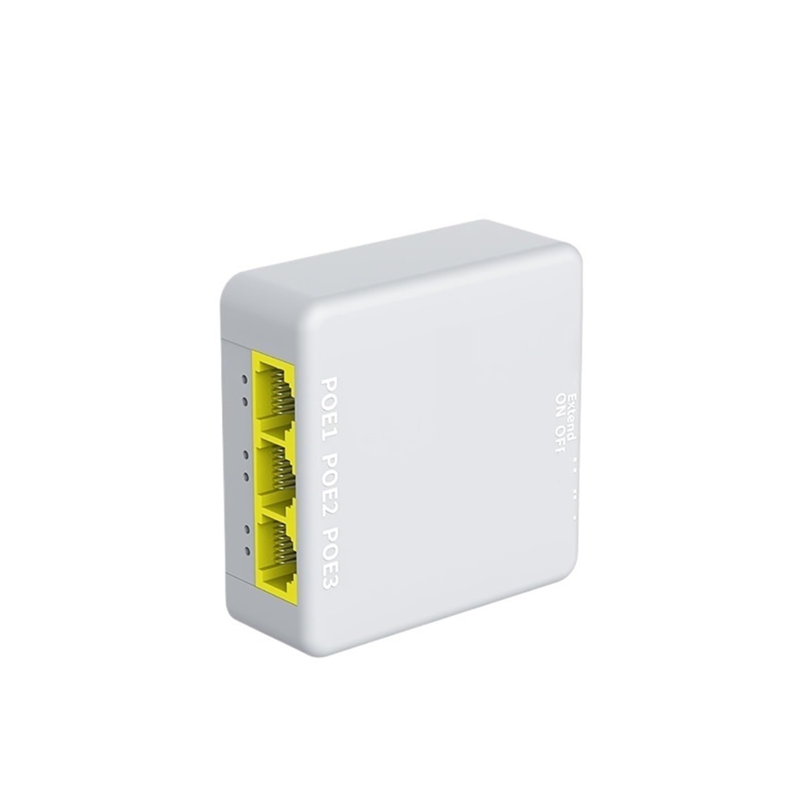 OSHZIKJII 4 Port 100Meter P-O//E Extender 100Mbps 1 to 3 Network Switch Repeater with IEEE802.3af Plug&Play