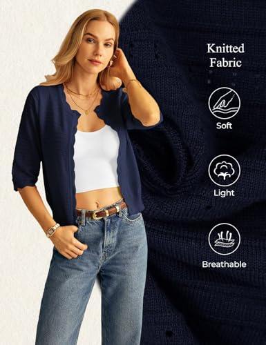 Image of GRACE KARIN Womens 3 /4 Sleeve Cardigan Sweater, Lightweight Cropped Cardigan Trendy, Dressy Casual Crochet Bolero Shrugs