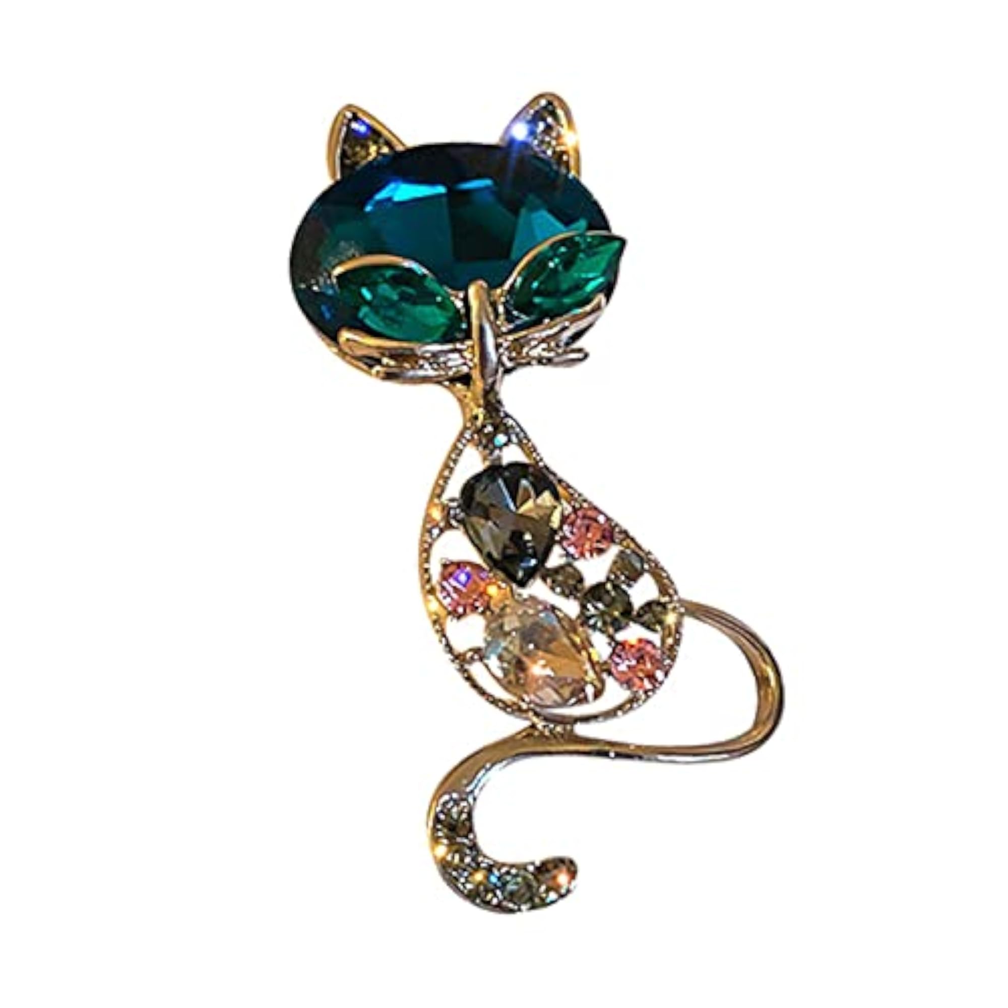 Green Cat Brooch Pin Luxury Animal Gift