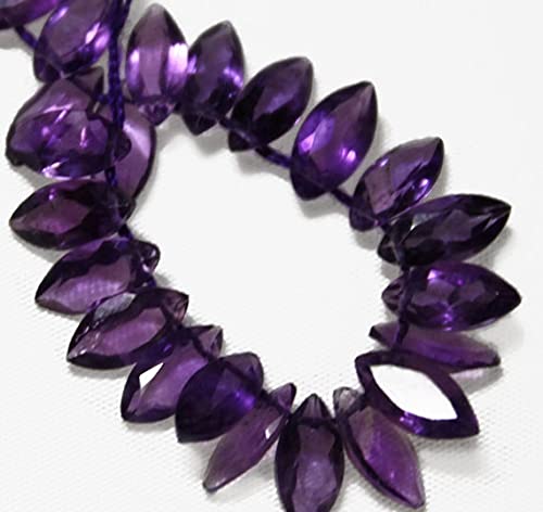 Améthyste marquise percée avec 16 perles naturelles de 4x8mm