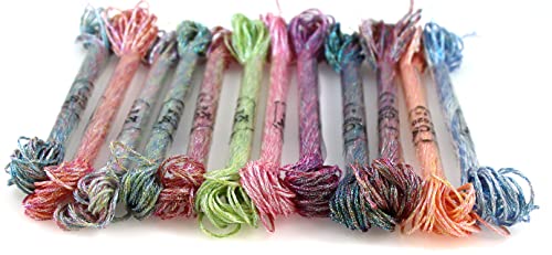 Image of KCS 6-Strand Cross Stitch Metallic Variegated Pearl Shiny Embroidery Floss (12 Skeins # 1)