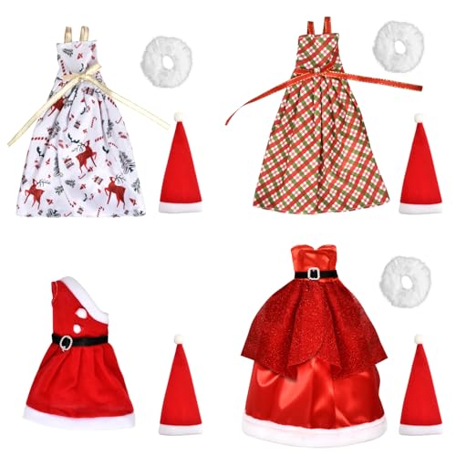 Ensemble de 4 Vêtements de Noël pour Poupée de 30 cm, Vêtements de Poupée Accessoires, Cadeaux de Noël pour Enfants (A)