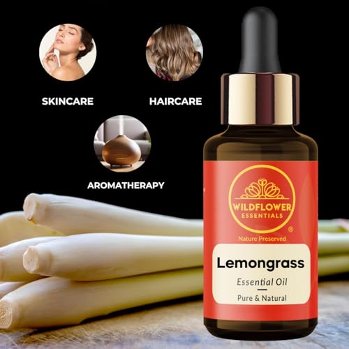 Image of Lemongrass Essential Oil for Face, Skin, Hair, Body, Home, Fragrance 100% Pure & Natural Undiluted 15ml
