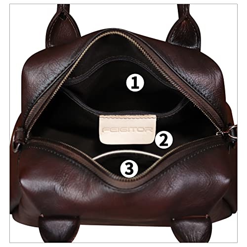 Image of Genuine Leather Handbag for Women Leather Top Handle Purse Retro Handmade Satchel Vintage Crossbody Hobo Bag