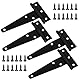 4 Stück T-Scharniere Schwerlast mit Befestigungsschraube, 100 mm T-förmige Scharniere, T-Scharniere Verzinkt für Schuppentore, Gartentor, Fenster