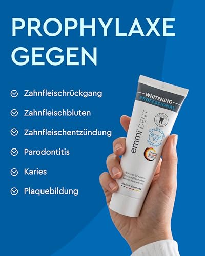 emmi-Dent Ultraschall Zahnpasta Whitening I 3x75 ml I Mikrobläschen-Formel für weiße Zähne I Sanfte Zahnaufhellung I Ideal für empfindliches Zahnfleisch I Vegan, glutenfrei & ohne Titandioxid