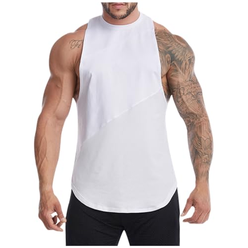 Dmmtot Camiseta sin mangas para hombre, chaleco deportivo para fitness, adelgazante, camiseta delgada para fitness, chaleco muscular, cómodo, ligero, transpirable, camiseta deportiva activa, talla