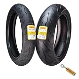Pirelli Diablo Rosso IV 120/70 ZR 17 M/C Front & 180/55 ZR 17 M/C TL Rear Motorcycle Tire Set - High Performance, Durable for Super Sport Bikes with Keychain