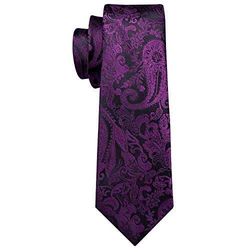 Image of Barry.Wang Paisley Tie Fashion Set Hanky Cufflinks Neckties for Men Woven Silk