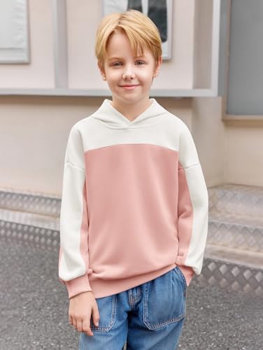 Haloumoning Boys Color Block Hoodies Kids Fashion Long Sleeve Hooded Sweatshirts Pullover 5-14 Years2