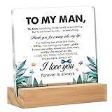 Romantic Gifts for Him Men, Thank You Gift for Husband Boyfriend Birthday Christmas Valentine's Day, to My Man Clear Acrylic Sign 4 x 4 Inches