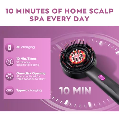 Image of 3-in-1 Scalp Massager with Hair Growth Oil Applicator, Portable Cordless Scalp Brush for Men & Women, Adjustable Speed, Soothing Red LED Mode, IPX6 Waterproof, Rechargeable Head Massage Comb for Shower & Dry Use