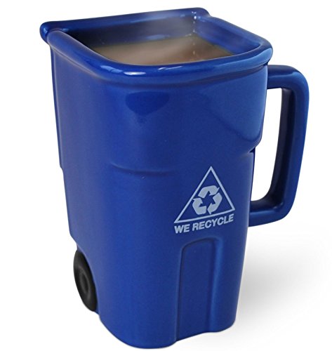 BigMouth Inc The Recycling Bin Mug, Fun Blue Ceramic Trash Can Drinking Mug